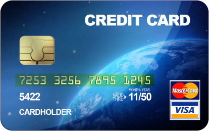 Visa and Mastercard Credit Card in blue with space background