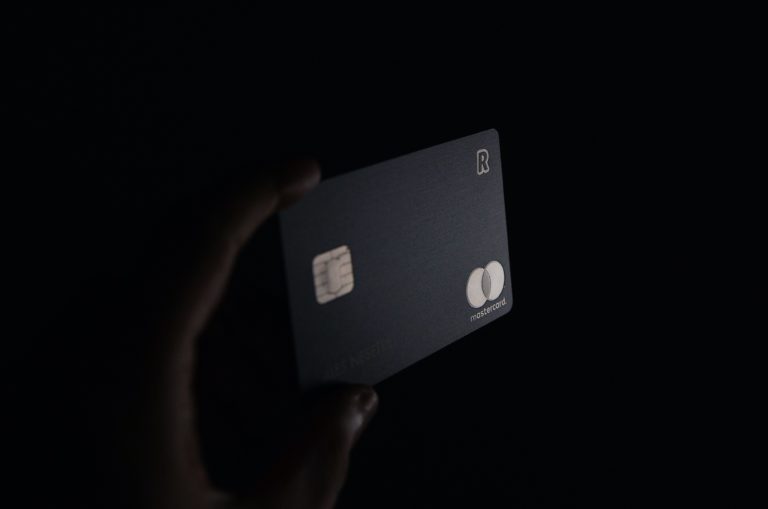 Blank Black mastercard used for online banking options in