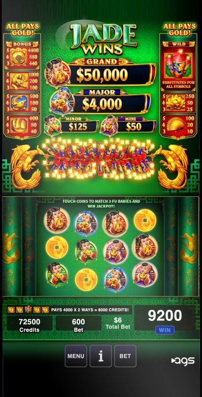Mobile Casino Slot Game showing wins