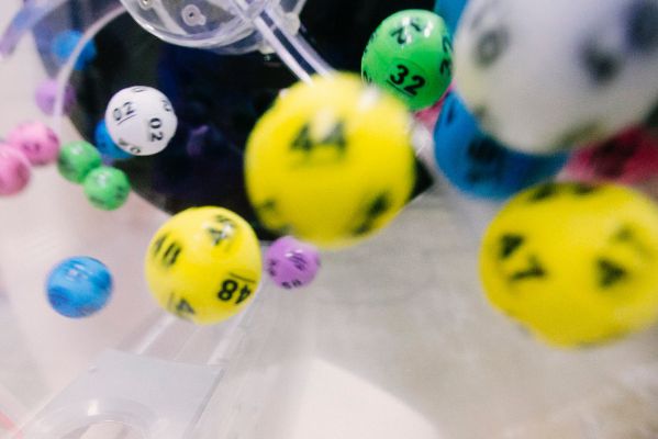 Lottery Balls falling down a chute